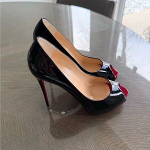 Christian Louboutin Black and Red Peep Toe Heels